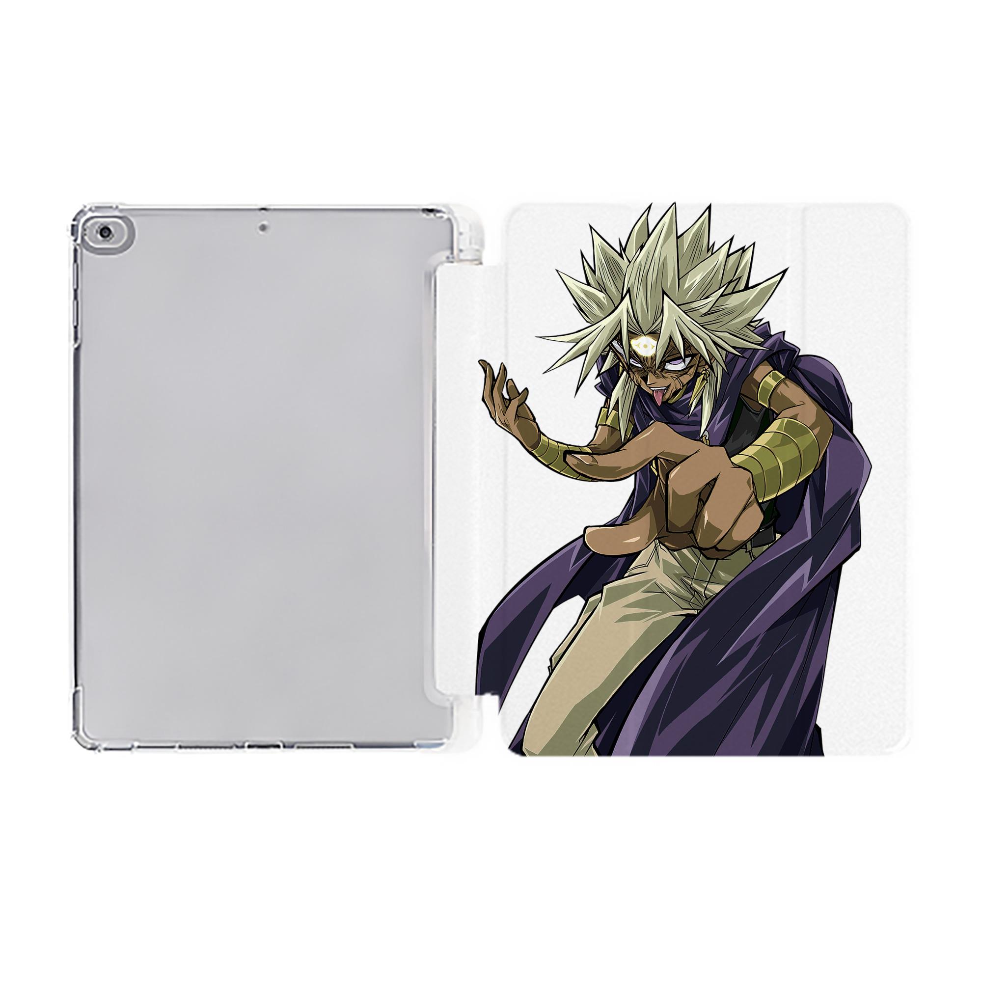 （画像用） 遊☆戯☆王 Yu-Gi-Oh! IPad ケース ペン収納付き 三つ折りスタンド PUレザー×シリコン 対応機種9.5/10.5/10.9インチ